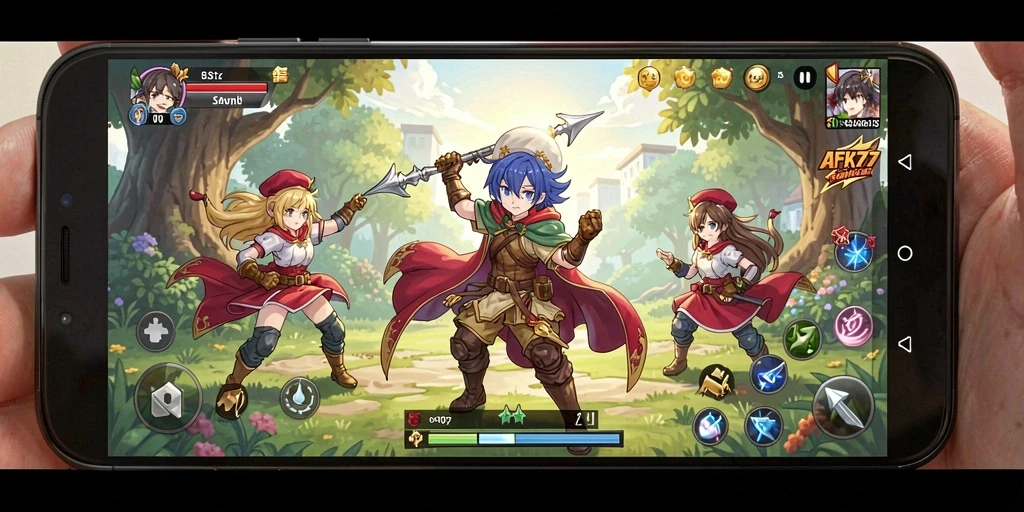 Tangkapan layar AFK77 menampilkan aksi seru dalam dunia Anime.