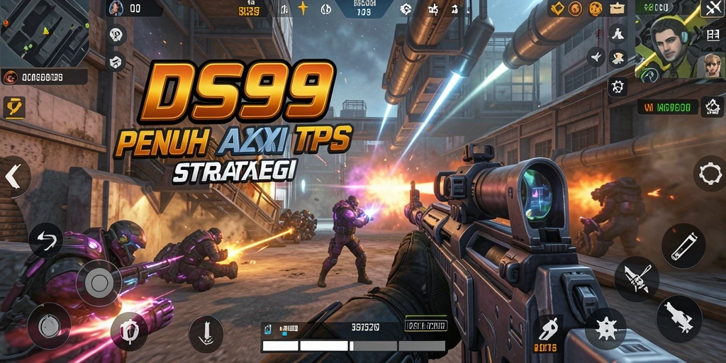 Screenshot permainan DS99 dengan aksi seru dari sudut pandang TPS.