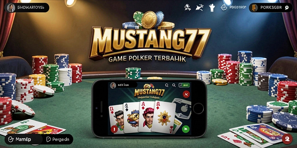 Tampilan gameplay poker seru di MUSTANG77.