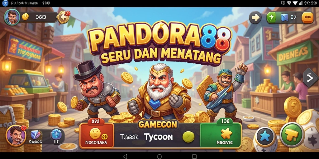 Screenshot gameplay PANDORA88 menampilkan aktivitas manajemen bisnis yang seru.