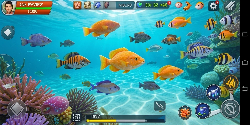 Screenshot gameplay RPVIP2 menampilkan aksi seru menangkap ikan.