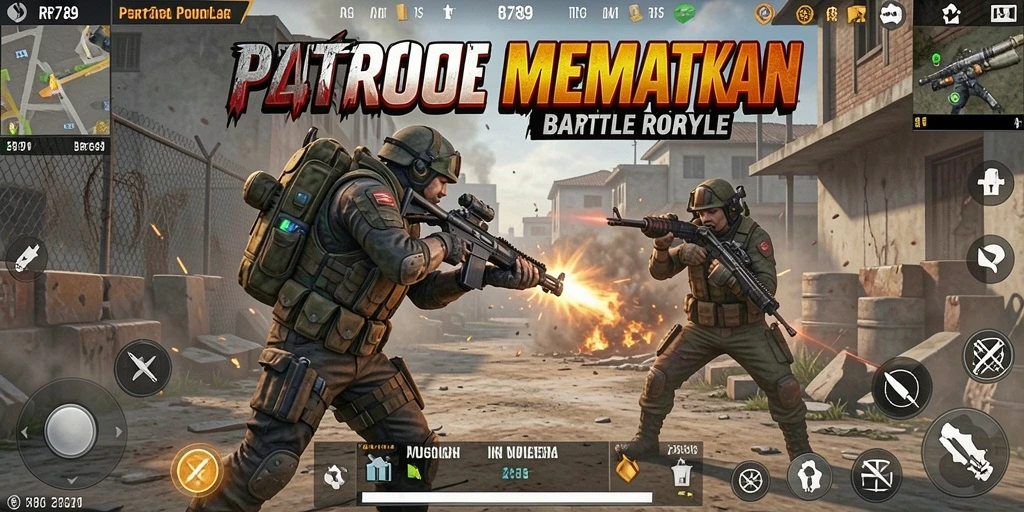 Screenshot RR789 menampilkan aksi seru pertarungan Battle Royale.
