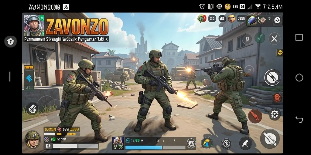 Tampilan gameplay ZAVONZO yang mendebarkan dengan taktik yang intens.